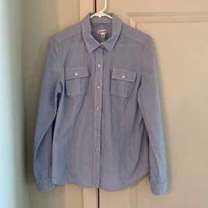 Calvin Klein Women's Striped Cotton Button-Front Shirt